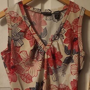 New York & Company Floral Ruched Tank Top Blouse